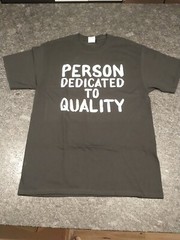 Person Dedicated To Quality Black T Shirt Brand New Size Medium Features Petey