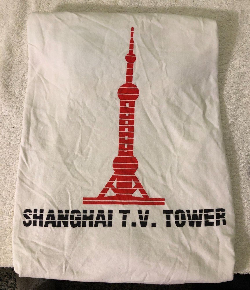 Nice Vintage SHANGHAI T.V. TOWERS T-Shirt Oriental Pearl White Men’s XL