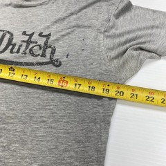 Vtg Von Dutch Script Spellout Logo Mens Shirt M Gray Y2K Retro Punk USA Graphic