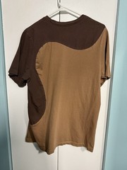 Nike Sportswear Colorblock Tee Mens L Brown Tan Asymmetric Curved Seam Cotton