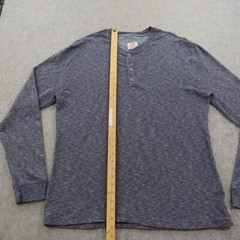 Jachs Shirt Mens Extra Large Blue Henley Button Long Sleeve Logo Cotton Dexter