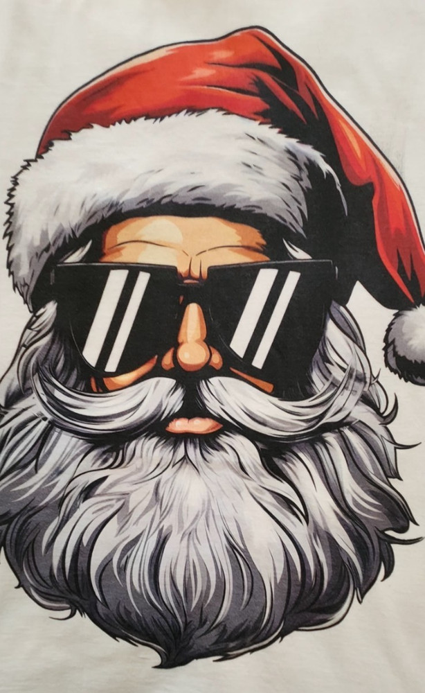 Gildan Harley Biker Santa Claus Sunglasses Retro Tee White Men’s XL