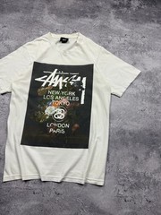 Stussy World Tour T-Shirt Big Logo Flowers Tee Y2K Rare Streetwear Men S Vintage