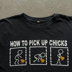 Vintage Y2K How To Pick Up Chicks Shirt Size Medium Black Funny Parody