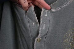 Vtg 90s Mens XL Thrashed Thermal Ribbed Knit Long Sleeve Henley T-Shirt Green