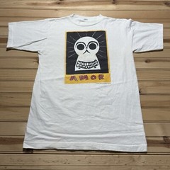 Vintage 80s 1989 Roscoe West “ AMOR ” Skull Art Shirt Muscle Beach Size Large