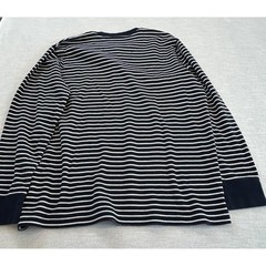Lands End Mens Striped Long Sleeve Thermal Henley Shirt Size XL Navy White