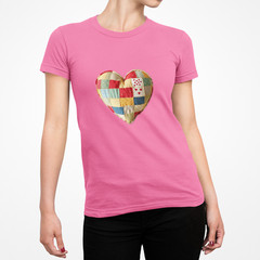 Faux Patchwork Quilted Heart T-Shirt | Patch Heart Tee