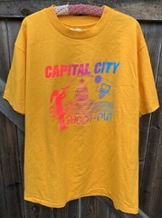 Vintage Capital City Shoot Out T Shirt Basketball Neon Graphics Tee Size XL
