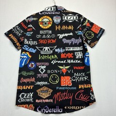 Rock Band Logo Button Up Shirt Men’s Small Black Graphic Short Sleeve