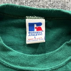 Russell Athletic T-Shirt Mens Size L Green Combed Cotton Pocket USA Made Vintage