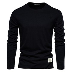 100% Cotton Long Sleeve T Shirt for Men Solid Spring Casual Mens T-shirts High