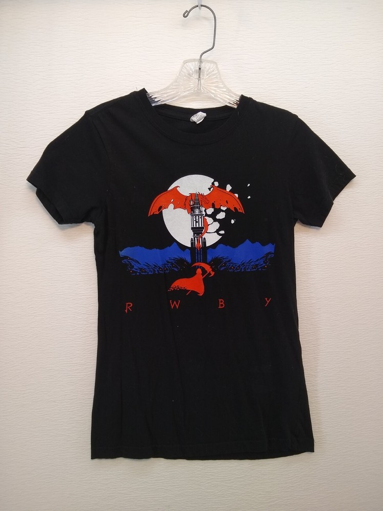 RWBY ~ Top Women Sm – Rooster Teeth Amine Black T-shirt w Front Graphic