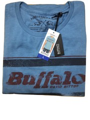 Buffalo David Bitton Mens Blue Graphic Tee T-Shirt Crew LARGE NWT
