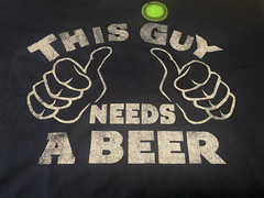 Gilden Funny Beer Graphic T-Shirt Men’s L Short Sleeve Blue Glow in the Dark