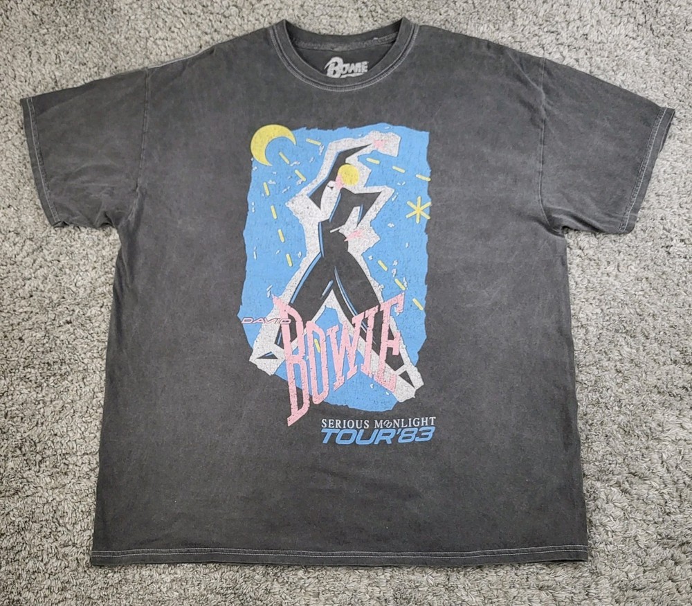 David Bowie Serious Moonlight Tour 83 Men’s Gray Short Sleeve T Shirt One Size