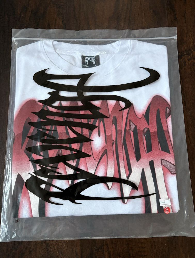 Revenge Skull Graphic Logo White Red Men’s Short Sleeve Crew Neck T-Shirt S