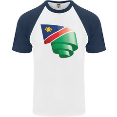Curled Namibia Flag Namibian Day Football Mens s/S Baseball T-Shirt