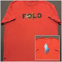 Polo Ralph Lauren Shirt Mens 2XB XXB Red Paint Splash Logo Pony Big & Tall