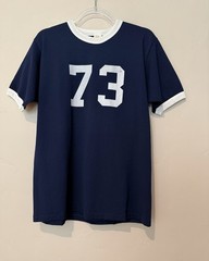 Vintage Russell Athletic Knit Ringer Tee Mens L Navy White BRENT 73 Jersey USA