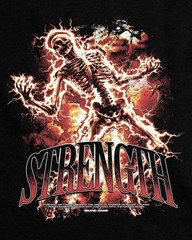 Lightning Skeleton Strength Graphic T Shirt Gothic Vintage Streetwear Tee Unisex