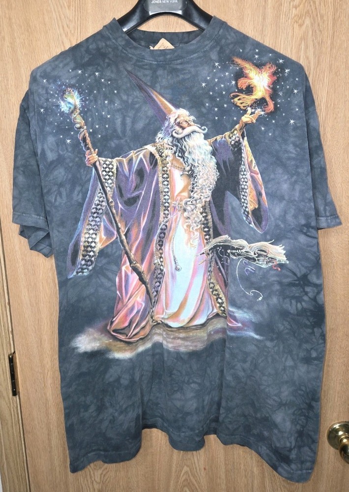 Vintage 2002 The Mountain Wizard Phoenix Graphic T-Shirt Large Fantasy USA Made
