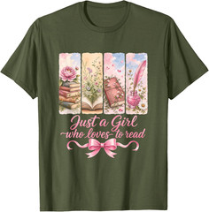 Just A Girl Who Loves to Read Floral Book Lover Unisex T-Shirt