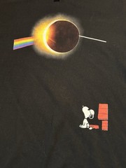 Pink Floyd Dark Side of the Moon mashup, Snoopy sitting on his doghouse watching