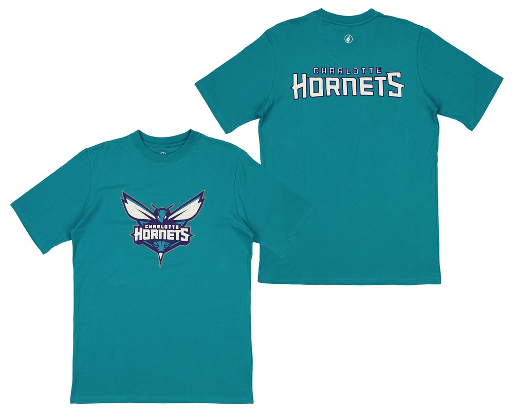 FISLL NBA Men’s Charlotte Hornets Team Color, Name and Logo Premium T-Shirt