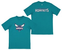 FISLL NBA Men’s Charlotte Hornets Team Color, Name and Logo Premium T-Shirt