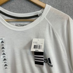 adidas Ultimate Tee White Black Logo Climalite Performance Casual Mens Size 2XL
