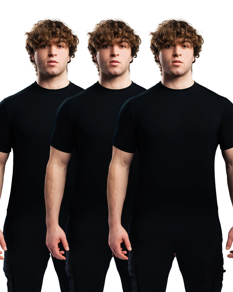 Ekkovision Fitted Blank T-Shirt Black 3 Pack 280 GSM (Thicker Material) Small