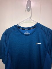 Nike Running Mens Dri-Fit Miler Short Sleeve Top Blue Size Large Style 833591