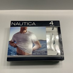 Nautica Mens Cotton Crew Neck 4PK T-Shirts Undershirts White Small 34-36 New