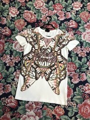 Just Cavalli Art Asymmetrical Tiger Skull Snake T-Shirt Size S