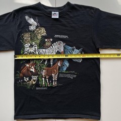 Men’s Vintage 1980s Black Wildlife Graphic T-Shirt Size L Rare Single Stitch