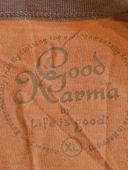 Good Karma Life Is Good SIMPLIFY Ringer T-Shirt 100% Organic Cotton Log Cabin XL