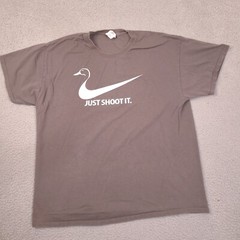 Just Shoot It T-Shirt Mens XL Gray Funny Duck Hunter Outdoor Sports Tee Humor