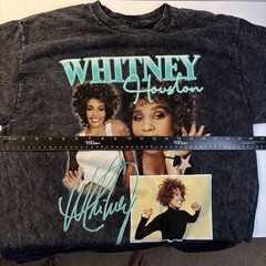 Whitney Houston Tee 100% Cotton Signature Collage Graphic Acid Wash T-shirt L