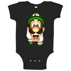 Luigi’s Mansion Luigi Yelling Super Mario Video Game Kids Baby One Piece