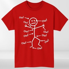 Funny Stick Figure ‘Ow’ T-Shirt Sarcastic Pain Humor Graphic T Shirt Unisex Tee