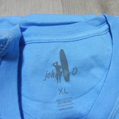 JOHNNIE O Mens XL T SHIRT PALM PARADISE MALIBLU GOLF AQUA BLUE SANTA MONICA TEE