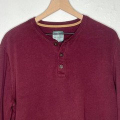 G.H. Bass & Co. Mens Waffle Knit Henley Shirt Medium Burgundy Pullover Outdoors