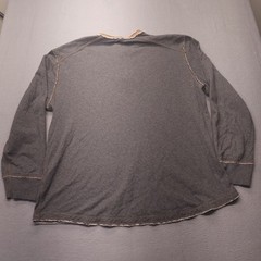 CARBON2COBALT Raw Edge Henley Distressed Grey Buttoned Long Sleeve Men’s size XL