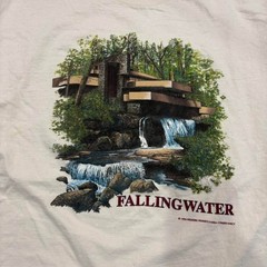Vintage 1994 Fallingwater Art Tee Graphic Frank Lloyd Wright Nature Outdoor Tee