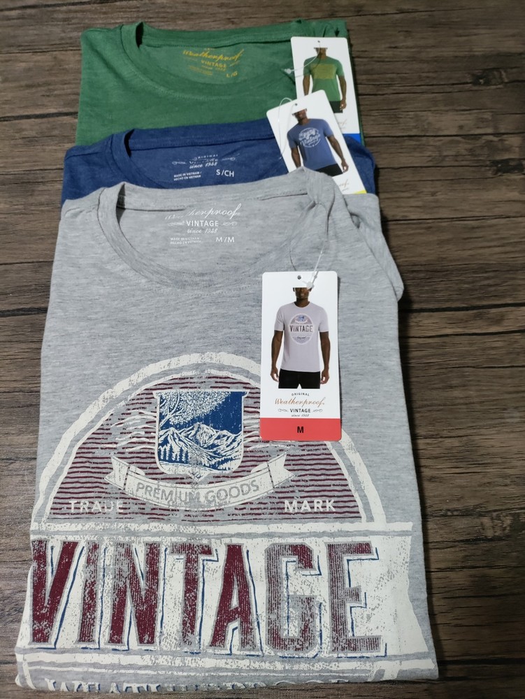 Weatherproof Vintage Gray, Blue And, Green Available From S To XXL 14.99 Each.
