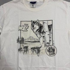 Vintage Gray Wolf Shirt Men’s Medium White 90s Wolves Nature Animals Outdoors