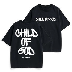 Child of God Psalm 23 Front and Back Print Cotton T-Shirt Christian Faith Tee