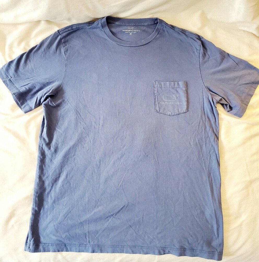 Vineyard Vines Blue Tshirt Big Whale With Pocket Double Sided Mens Size Medium