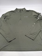 Colombia Sportswear PFG Polo Long Sleeve T-shirt Men XL Green Logo 1/4Zip.47285